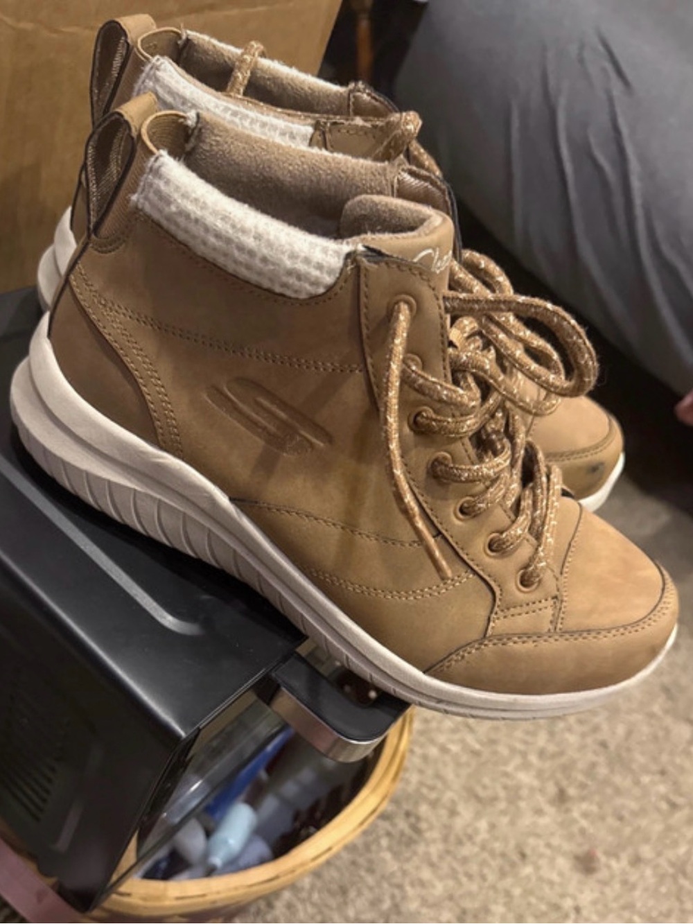 Women’s Tan High-Top Lace-Up Sneakers
